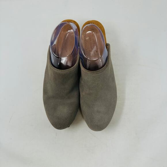 Corso Como Gray Rafe Suede Leather Clogs Wooden Platform Studded Heels Size 9.5M - Picture 6 of 14